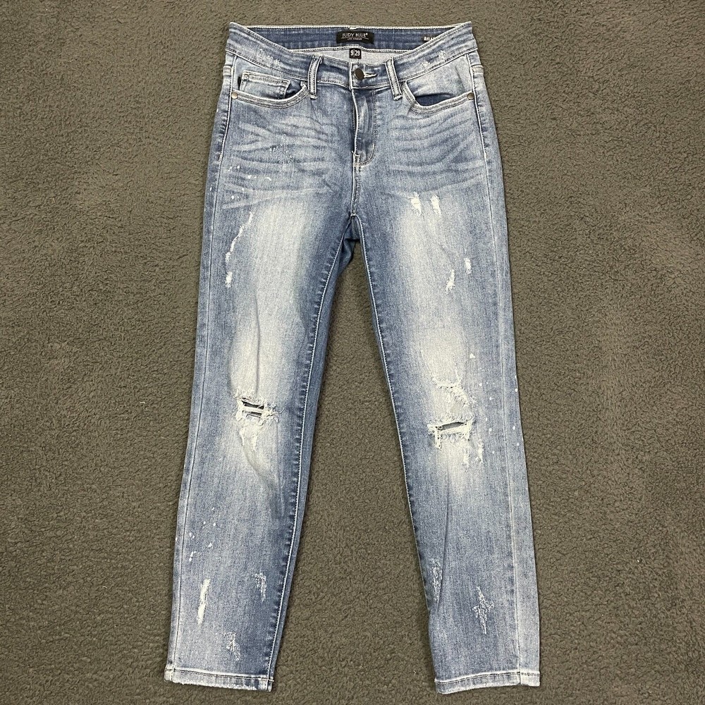 Judy Blue Jeans Womens 29 Blue Denim Pants Relaxed Fit Casual Stretch 27x26